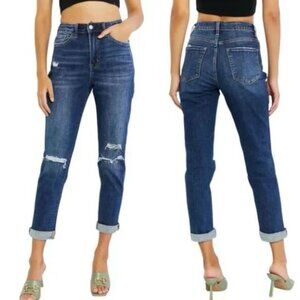 EUC - Vervet Erika Distressed Cropped Mom Jeans w/Pockets (Style #: V2104)